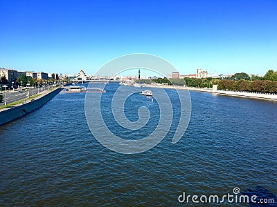 Moscow River by the Gorky Park, Russia Editorial Stock Photo