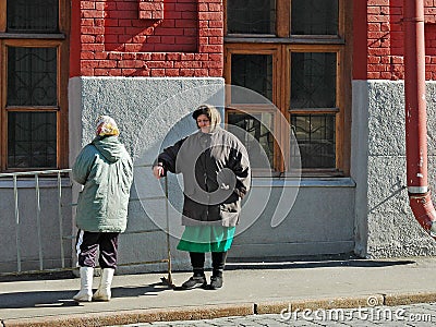 Elderly Russian Ladies Chatting in Red Square, Moscow, Russia Editorial Stock Photo