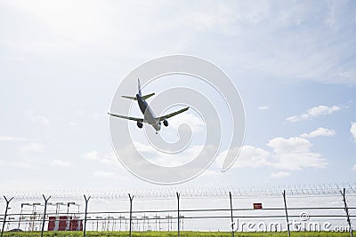 Moscow, Russia, 08/11/2019: Aeroflot airplane going to land at the airport Editorial Stock Photo