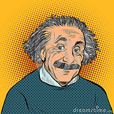 Albert Einstein, scientist, physicist. Science and education Vector Illustration