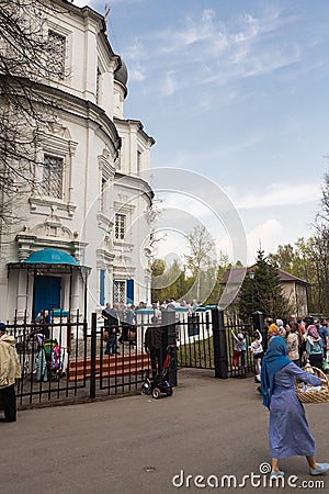 Muscovites visit church on the eve of a religious holiday of orthodox Easter Editorial Stock Photo