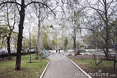 Old streets of Moscow, Moscow Courtyard Editorial Stock Photo