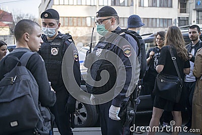 People came to the Basmanny court to support the arrested students in the case Doxa Editorial Stock Photo