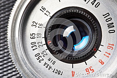 Moscow , RUSSIA - APRIL 13, 2020: Smena 8M - russian vintage 35 mm rangefinder camera LOMO 1970 Editorial Stock Photo