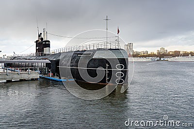 Submarine B-396 in the Navy museum at Northern Tushino Park. Moscow. Russia Editorial Stock Photo