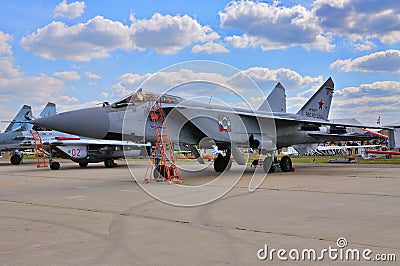MOSCOW, RUSSIA - AUG 2015: interceptor aircraft MiG-31 Foxhound Editorial Stock Photo