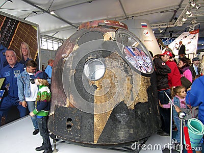 RUSSIA - AUG 30, 2013: model of spaceship capsule Editorial Stock Photo