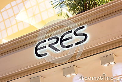 MOSCOW, RUSSIA - AUGUST 10, 2021: Eres brand retail shop logo signboard on the storefront in the shopping mall. Editorial Stock Photo