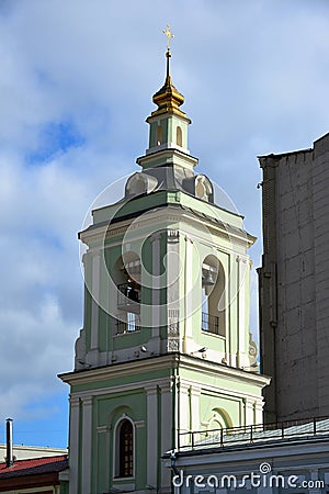 Moscow, Russia. Belfry of Temple of Beheading of John the Baptist Stock Photo