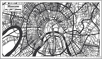 Moscow Russia City Map in Black and White Color Stock Photo