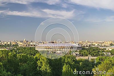 Moscow Russia city skyline at Luzhniki Stadium Editorial Stock Photo