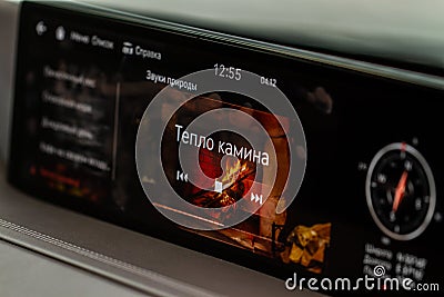 MOSCOW, RUSSIA - DECEMBER 04, 2021 Genesis GV80 JX1, interior view. Editorial Stock Photo
