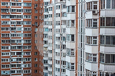 MOSCOW, RUSSIA - FEBRUARY 2017: Borisovskie Prudy - Borisovskie ponds, Borisovo district, Typical Moscow living quarters Editorial Stock Photo