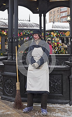 Costume performance on Shrovetide festivities Editorial Stock Photo