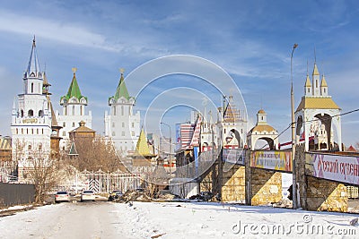 Moscow, Russia - February 24, 2022 : The iconic complex Kremlin in Izmailovo aka Izmailovskiy Kremlin, a cultural center Editorial Stock Photo