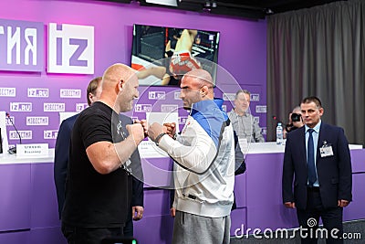 Moscow, Russia. February 20, 2020. Press conference dedicated to the fight for the title between Sergey Kharitonov and Fernando Editorial Stock Photo