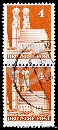 Munich Cathedral, American and British Zone serie, circa 1949 Editorial Stock Photo