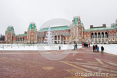 The grand palace in Tsaritsyno museum and park reserve. Editorial Stock Photo