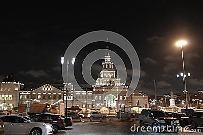 MOSCOW, RUSSIA - JANUARY, 2017 - Kazan railway station in the evening Editorial Stock Photo