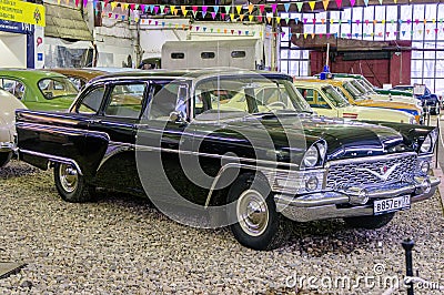 Moscow, Russia - January 28, 2018: Old car GAZ 13 Chaika Soviet executive car of the highest class. Manufactured by the Editorial Stock Photo