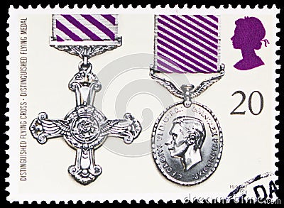 Distinguished Flying Cross and Medal, Gallantry Awards serie, circa 1990 Editorial Stock Photo