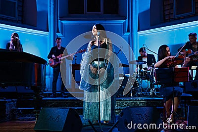 MOSCOW, RUSSIA - JANUARY 27, 2017: R&B soul band GAYANA performing live at the St. Andrews Anglican Church Editorial Stock Photo