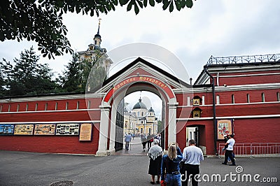 Believers people came to the service at the Pokrovsky monastery in Moscow Editorial Stock Photo