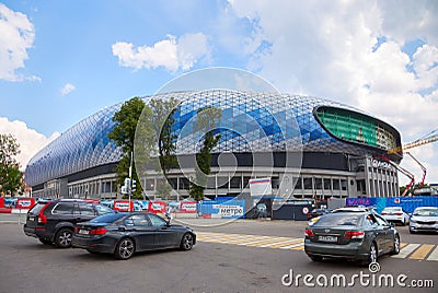 The construction of the stadium Dynamo in Moscow Editorial Stock Photo