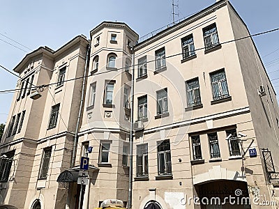 Moscow, Russia, July, 16, 2019. Mansion of 1913 year built, architect M. M. Cherkasov. Moscow, Gorokhovsky lane, house 23, buil Editorial Stock Photo