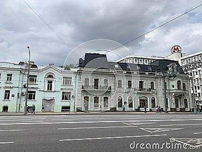 Moscow, Russia, July, 16, 2019. Prospect Mira, 39,41. Apartment house of P. P. Zolotov and city estate of E. A. Zarin, Editorial Stock Photo