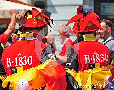 Belgian football fans, Moscow Editorial Stock Photo