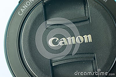 Moscow, Russia - 1 June 2020: Canon camera logo close-up, Illustrative Editorial Editorial Stock Photo