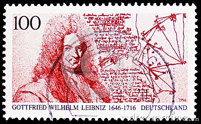 Gottfried Leibniz and mathematical diagram, circa 1996 Editorial Stock Photo