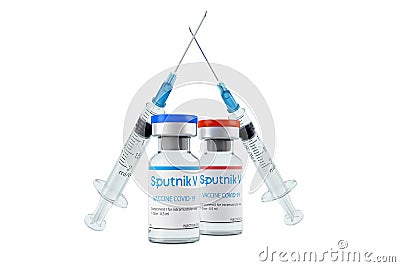 MOSCOW, RUSSIA-JUNE 10, 2021: Sputnik V two-component vaccine against COVID-19 coronavirus infection SARS-CoV-2 Editorial Stock Photo