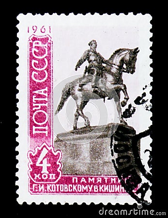 Monument of Gregori I. Kotovsky, in Kishinev, circa 1961 Editorial Stock Photo