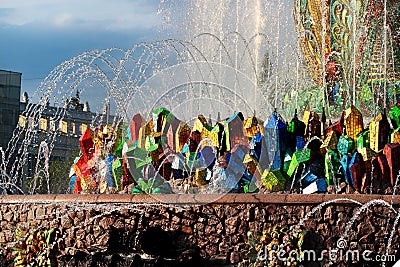 The Stone Flower Fountain in Moscow, Russia Editorial Stock Photo
