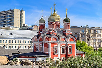 Moscow, Russia - June 03, 2018: View of Cathedral of Mother of God Sign of Former Znamensky Monastery. Architecture of Moscow Editorial Stock Photo