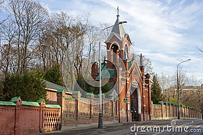 Moscow, Russia, Lefortovo. Vvedenskoye German cemetery. South main entrance. Stock Photo