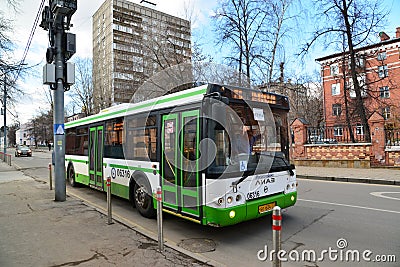 Moscow, Russia - March 14, 2016. City bus route 78 on Gorokhovaya street Editorial Stock Photo