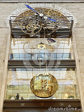 The clock in Central Children store in Moscow Editorial Stock Photo