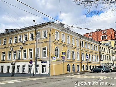 Moscow, Russia, March, 10, 2024. Historical building at the address: 9 Shchepkina Street, Moscow, built in 1898 Editorial Stock Photo