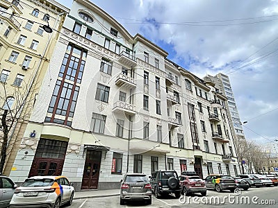 Moscow, Russia, March, 10, 2024. Historical building at the address: 3 Shchepkina Street, Moscow, built in 1917 Editorial Stock Photo