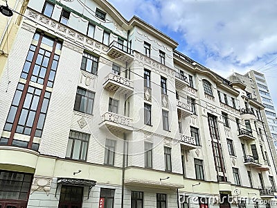 Moscow, Russia, March, 10, 2024. Historical building at the address: 3 Shchepkina Street, Moscow, built in 1917 Editorial Stock Photo