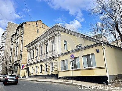 Moscow, Russia, March, 10, 2024. The main house of the city estate of I.G. Urin. The city of Moscow, Shchepkina Street Editorial Stock Photo