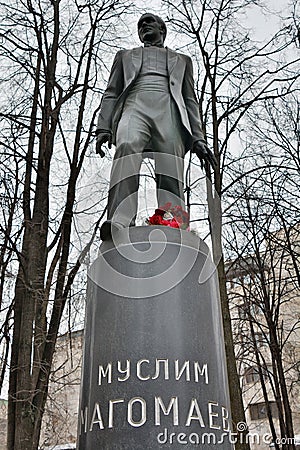 Monument to Azerbaijani singer Muslim Magomayev in Moscow. Editorial Stock Photo