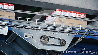 Moscow, Russia - May, 2017: Detergent on modern equipment Automated Production Line. Clip. Production line for the Editorial Stock Photo