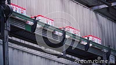 Moscow, Russia - May, 2017: Detergent on modern equipment Automated Production Line. Clip. Production line for the Editorial Stock Photo