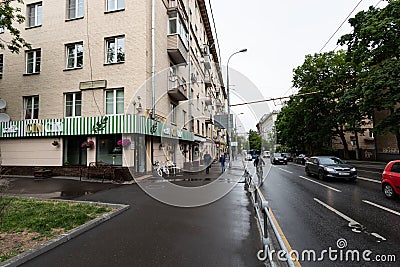 Moscow, Russia may 25, 2019 ordinary Moscow street near Dynamo. Urban everyday life Editorial Stock Photo