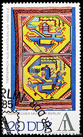 Animal carpet, Interart Stamp Exhibition, Berlin serie, circa 1972 Editorial Stock Photo