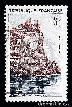 Beynac-Cazenac, Tourism serie, circa 1957 Editorial Stock Photo